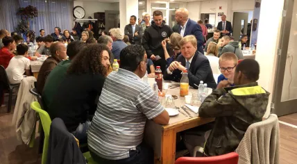 King Willem-Alexander joined an Iftar meal at the Mandelaplein community center in The Hague, 16 May 2019