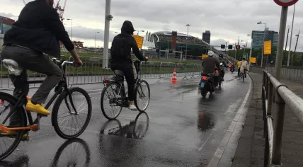 Bikers in the Amsterdam IJTunnel