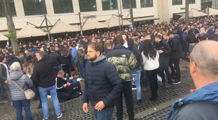 Tottenham Hotspur fans fill Amsterdam's Dam Square for the 2019 Champions League 