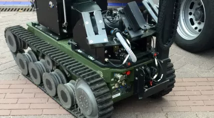 A Defense robot used to investigate explosives