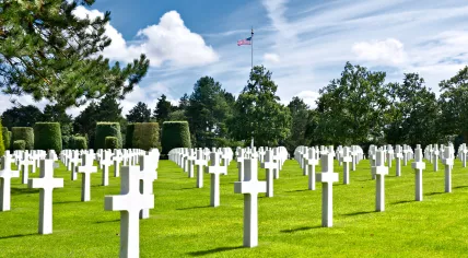 American war cemetery on Omaha beach in Normandy