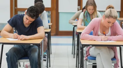 Students in an exam hall