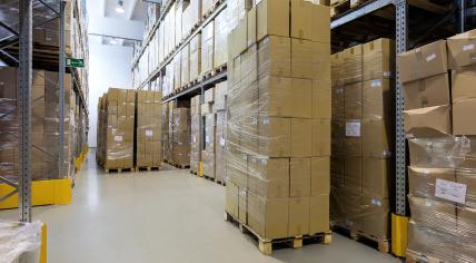 Packages in a distribution center