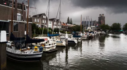 Storm clouds over the Dordrecht inner harbor