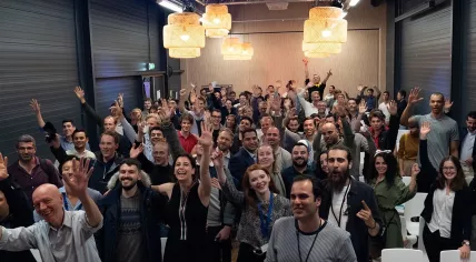 Group photo of Refugees Forward's final pitch event