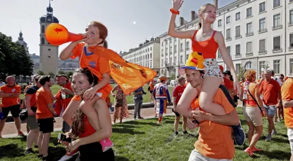 Young Oranje fans after the Lionesses beat Sweden in the World Cup semi-finals in Lyon, 3 July 2019