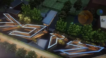 Rendering showing the Holocaust Monument of Names from above