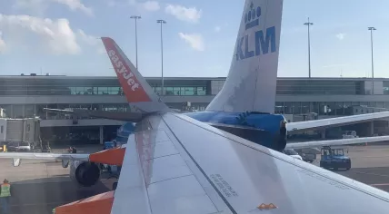 An easyJet Airbus A320 collided with a KLM Boeing 737-800 at Schiphol airport, 9 July 2019