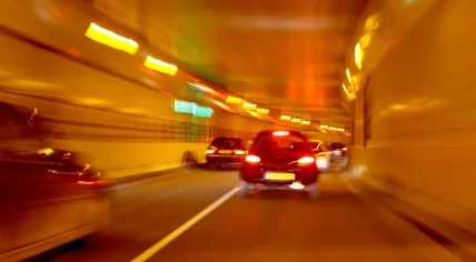 Driving through a tunnel 