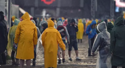 Rainy day at a music festival