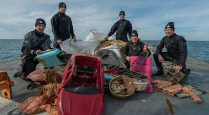 Volunteers from Stichting Duik de Noordzee Schoon dove 2,500 kilos of waste from the North Sea, Sept 2019