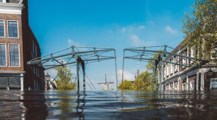 A digital manipulation of a flooded city in the Netherlands