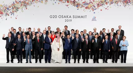 Group photo of the G20 Summit 2019 in Osaka, Japan