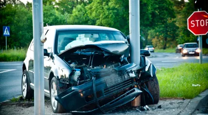 Car crashed into a pole