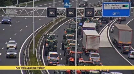 Farmers on tractors on their way to protest in The Hague, 1 October 2019
