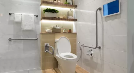 Handrails installed in a bathroom 