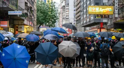 An anti-Emergency Ordinance protest in Hong Kong, 6 Oct 2019