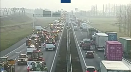 Traffic on the A1 at De Lutte after protesting farmers blocked the border crossing, 18 December 2019