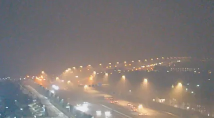 Fog rolls across the A2 at Vianen, Utrecht. Dec. 31, 2019