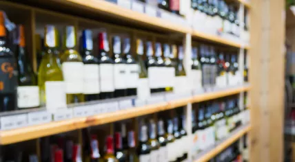 Alcohol aisle in a supermarket