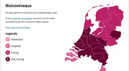 Netherlands' coronavirus risk levels on 22 October 2020
