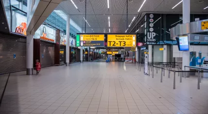 An empty Schiphol Airport terminal during the Covid-19 pandemic. 27 June 2020