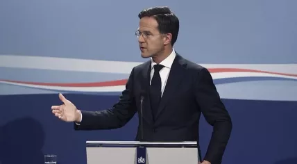 Prime Minister Mark Rutte at a press conference on Nov. 13, 2020