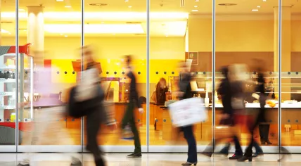 Large crowds in shopping center
