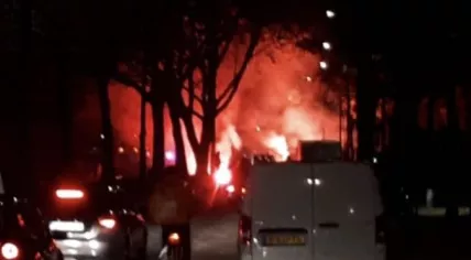 Feyenoord supporters lighting fireworks in Rotterdam, 5 November 2020