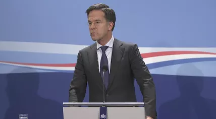 Prime Minister Mark Rutte at a press conference on Nov. 6, 2020