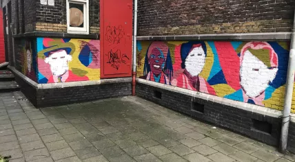Vandals used stickers with text 'Chimney Piet is Genocide'