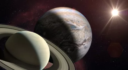 Stock image of jupiter/saturn conjunction