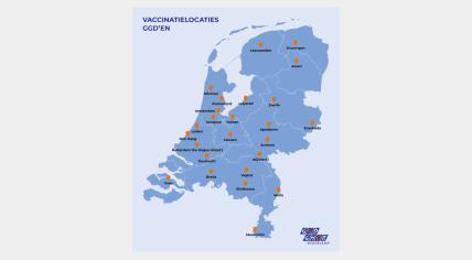 Map of the cities where the first 25 coronavirus vaccination locations will be situated. 29 Dec. 2020