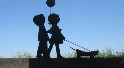 A statue of Jip and Janneke, and their dog, Takkie, in Zaltbommel, Gelderland. 27 May 2012