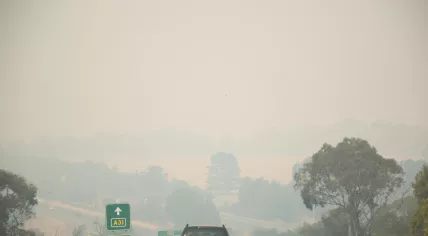 Smoke haze from bushfires hangs over Sydney, Australia, 28 December 2019