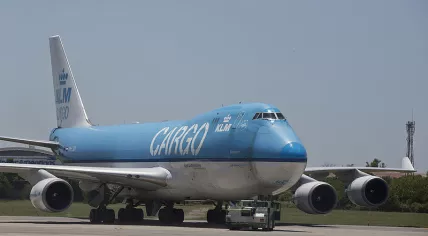 A KLM Cargo plane at the Ezeiza Airport near Buenos Aires in Argentina