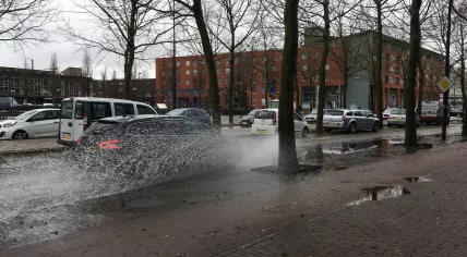 Water clogged several streets in Amsterdam Oost 