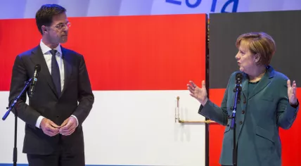 Mark Rutte and Angela Merkel