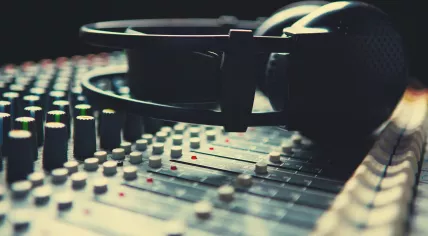 Radio - headphones on a sound mixer