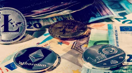 Euros and cryptocurrency, like Bitcoin, Ethereum, and Litecoin