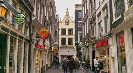People wandering an Amsterdam street