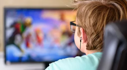 Kid playing video games 
