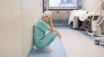 Exhausted healthcare worker
