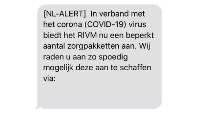 A fake NL-Alert was sent as a scam, health agency RIVM said on April 20, 2020