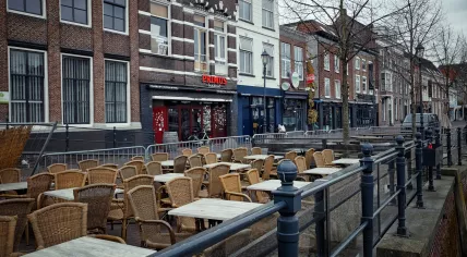 Empty terrace in Breda, 2 April 2020