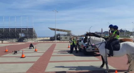 Police use drones to search for the body of a 23-year-old surfer from Delft, who drowned near Scheveningen, 21 May 2020