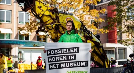 Greenpeace protesting at the Shell headquarters in The Hague, 19 May 2020