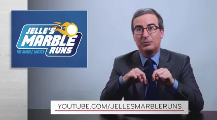 John Oliver announces Last Week Tonight's sponsorship of Jelle's Marble Runs and the Marble League