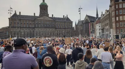 Thousands in Amsterdam turn out in support of Black Lives Matter after the death of George Floyd in America. June 1, 2020