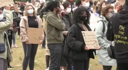 Protestors at the Nelson Mandelapark in Amsterdam for the Black Lives Matter rally. June 10, 2020